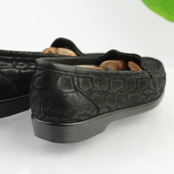 SAS Womens Simplify Loafers Size 8.5 M Black Leather Python Diabetic Flat Shoes - Picture 3 of 12